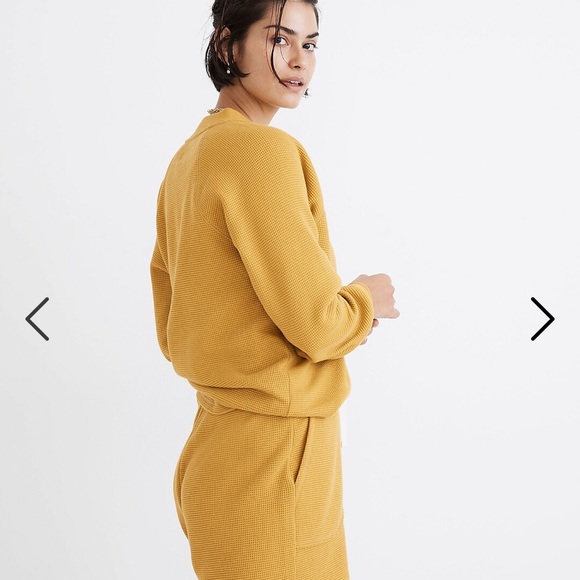 MWL Textured Waffle V-Neck Henley Sweatshirt Golden Heather - Picture 5 of 6